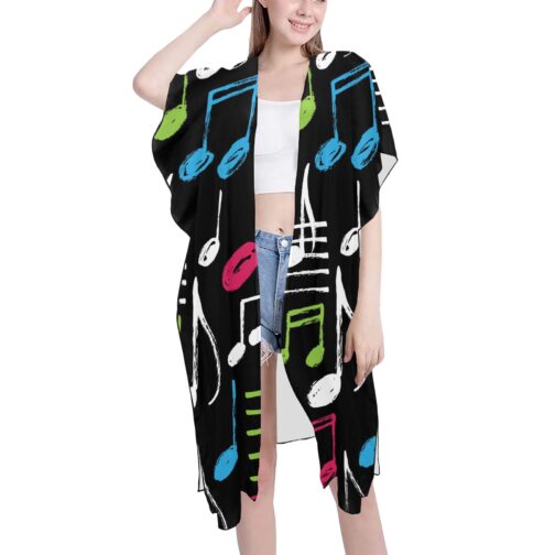 Music Notes Mid-Length Chiffon Cover Up
