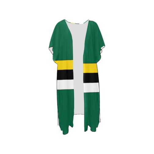 Dominica Flag Print Mid-Length Chiffon Cover Up