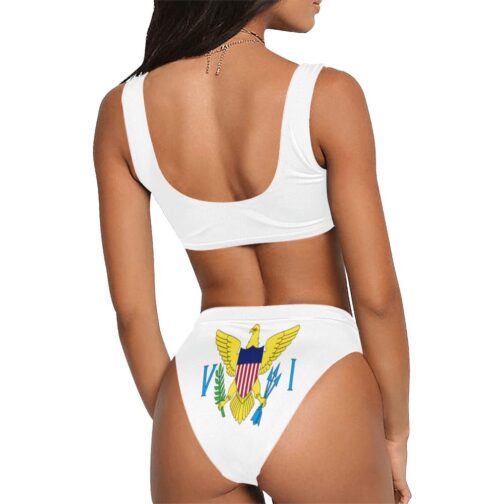 US Virgin Islands Flag High-Waisted Bikini Swimsuit - Image 3