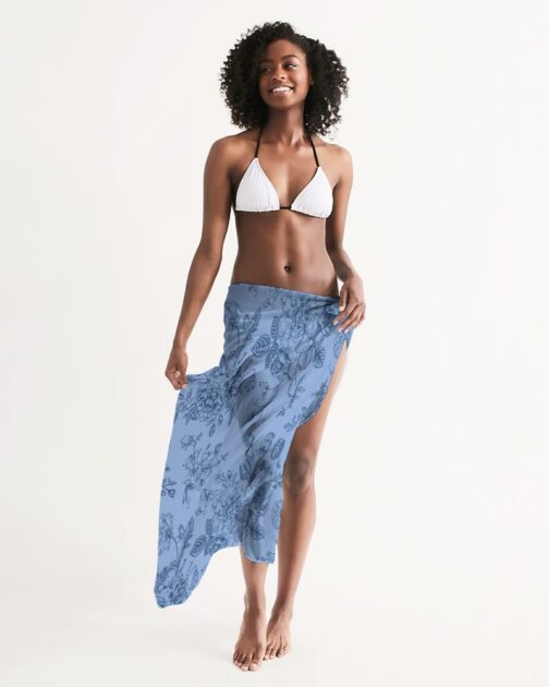 Blue Toile Floral Swim Cover Up