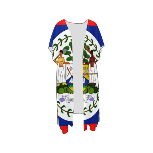 Belize Flag Mid-Length Chiffon Cover Up