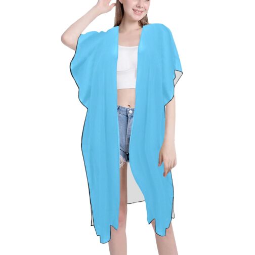 Saint Lucia Flag Print Mid-Length Chiffon Cover Up