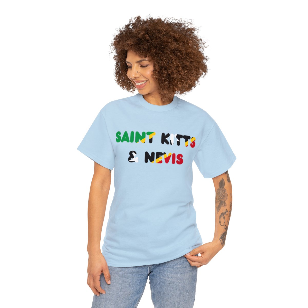 Saint Kitts and Nevis Name Flag Tee Saint Kitts and Nevis Name Flag Tee - Image 26