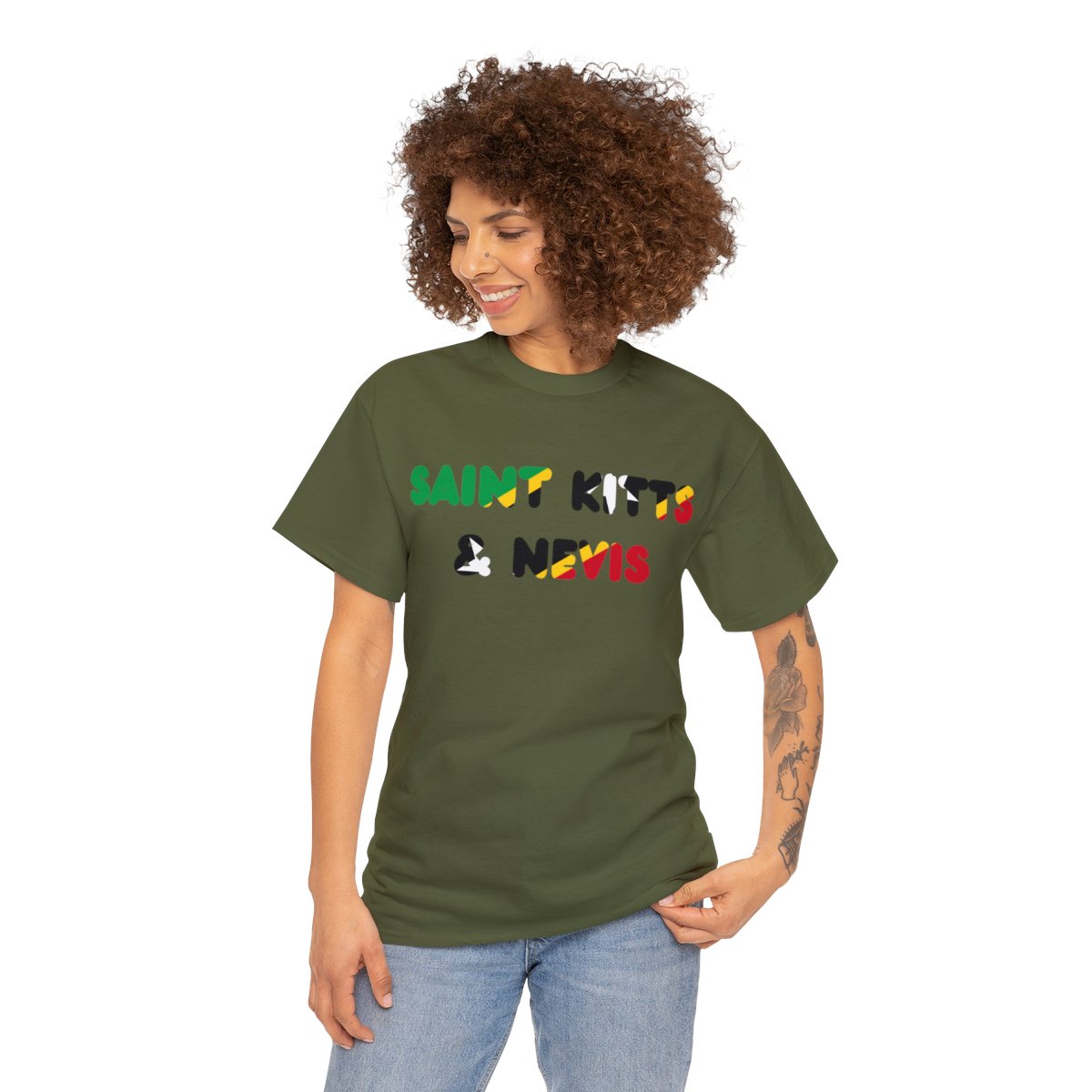 Saint Kitts and Nevis Name Flag Tee Saint Kitts and Nevis Name Flag Tee - Image 21