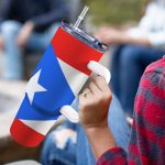 Puerto Rico Flag 40oz Tumbler With Handle & Straw