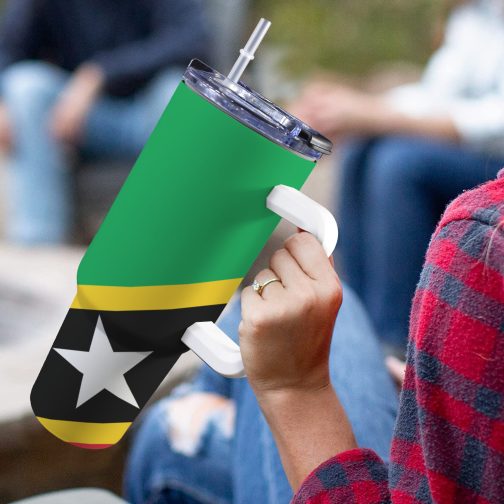 Saint Kitts and Nevis Flag 40oz Tumbler With Handle & Straw