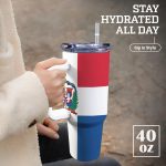 Dominican Republic Flag 40oz Tumbler With Handle & Straw