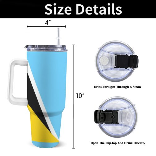 Saint Lucia Flag 40oz Tumbler With Handle & Straw