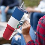 Dominican Republic Flag 40oz Tumbler With Handle & Straw