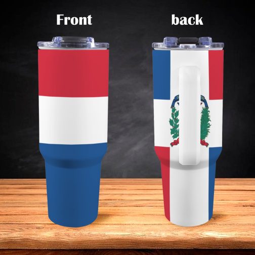 Dominican Republic Flag 40oz Tumbler With Handle & Straw