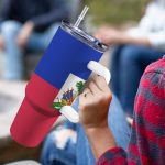 Haiti Flag 40oz Tumbler With Handle & Straw