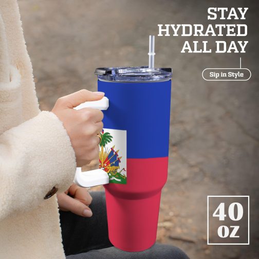 Haiti Flag 40oz Tumbler With Handle & Straw