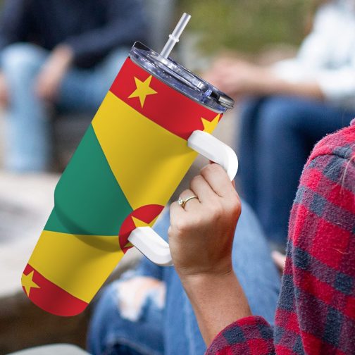 Grenada Flag 40oz Tumbler With Handle & Straw