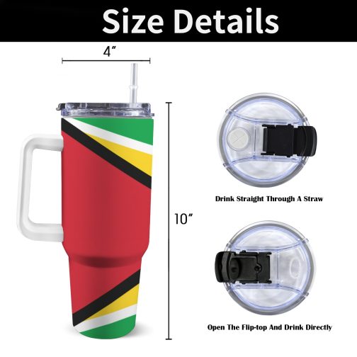 Guyana Flag 40oz Tumbler With Handle & Straw