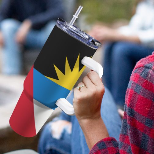 Antigua and Barbuda Flag 40oz Tumbler With Handle & Straw
