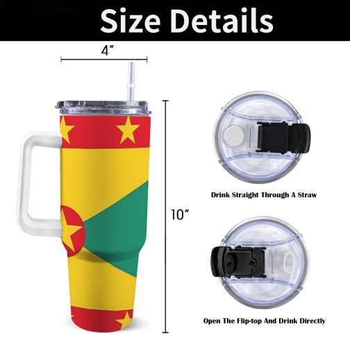 Grenada Flag 40oz Tumbler With Handle & Straw