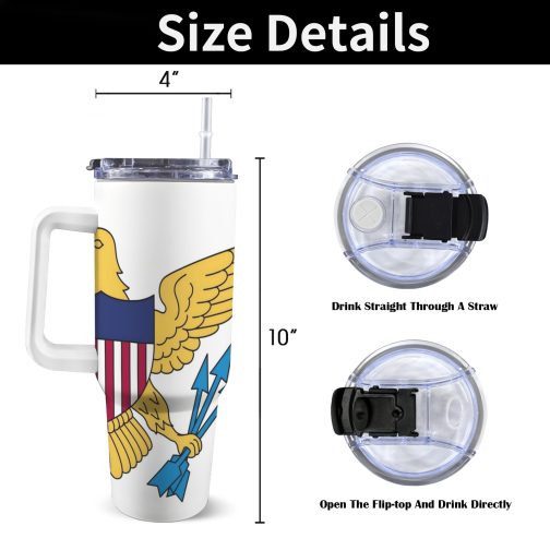 US Virgin Islands Flag 40oz Tumbler With Handle & Straw
