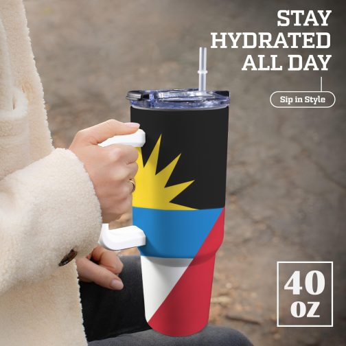 Antigua and Barbuda Flag 40oz Tumbler With Handle & Straw