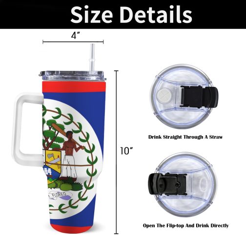 Belize Flag 40oz Tumbler With Handle & Straw