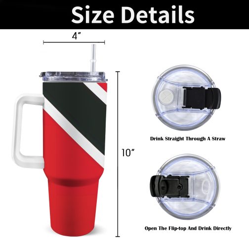 Trinidad And Tobago Flag 40oz Tumbler With Handle & Straw