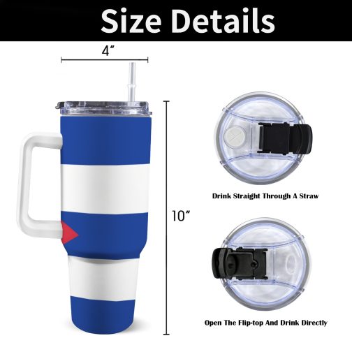 Cuba Flag 40oz Tumbler With Handle & Straw