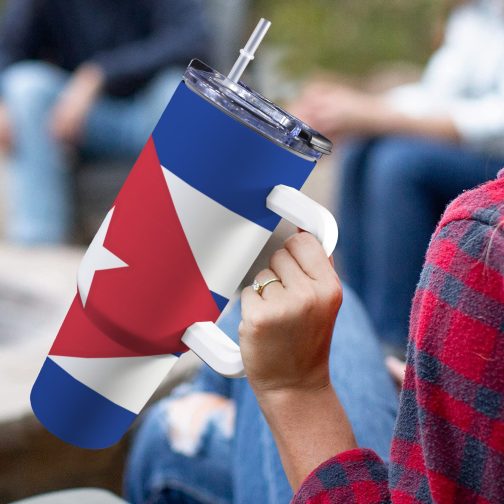Cuba Flag 40oz Tumbler With Handle & Straw