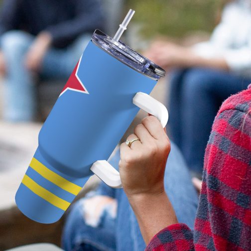 Aruba Flag 40oz Tumbler With Handle & Straw
