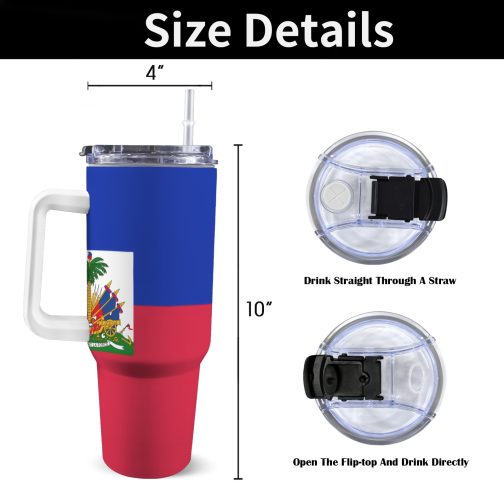 Haiti Flag 40oz Tumbler With Handle & Straw