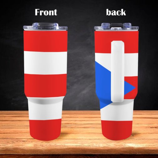 Puerto Rico Flag 40oz Tumbler With Handle & Straw
