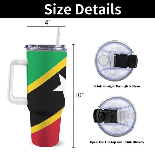 Saint Kitts and Nevis Flag 40oz Tumbler With Handle & Straw