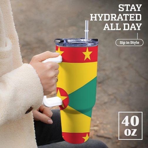 Grenada Flag 40oz Tumbler With Handle & Straw