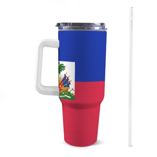 Haiti Flag 40oz Tumbler With Handle & Straw