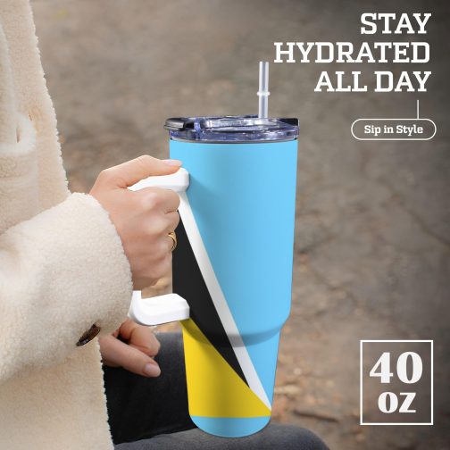 Saint Lucia Flag 40oz Tumbler With Handle & Straw