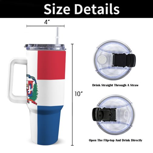 Dominican Republic Flag 40oz Tumbler With Handle & Straw