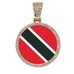 Trinidad and Tobago Flag Round Gold Photo Pendant with Rope Chain