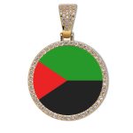 Martinique Flag Round Gold Photo Pendant with Rope Chain
