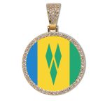 SVG Flag Round Gold Photo Pendant with Rope Chain