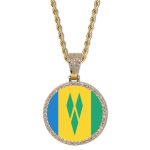SVG Flag Round Gold Photo Pendant with Rope Chain
