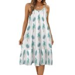 Blue Palm Trees Suspender Sleeveless Dress
