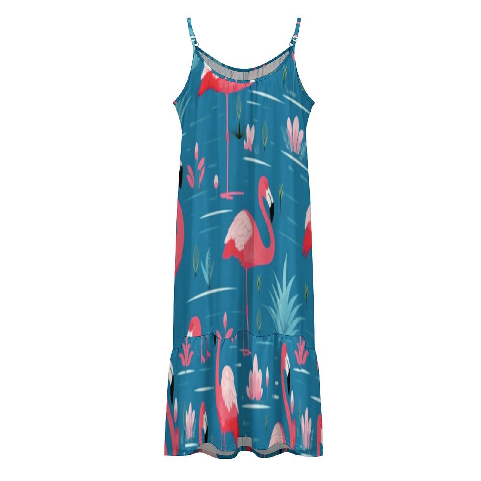 Pink Flamingo Suspender Sleeveless Dress Pink Flamingo Suspender Sleeveless Dress