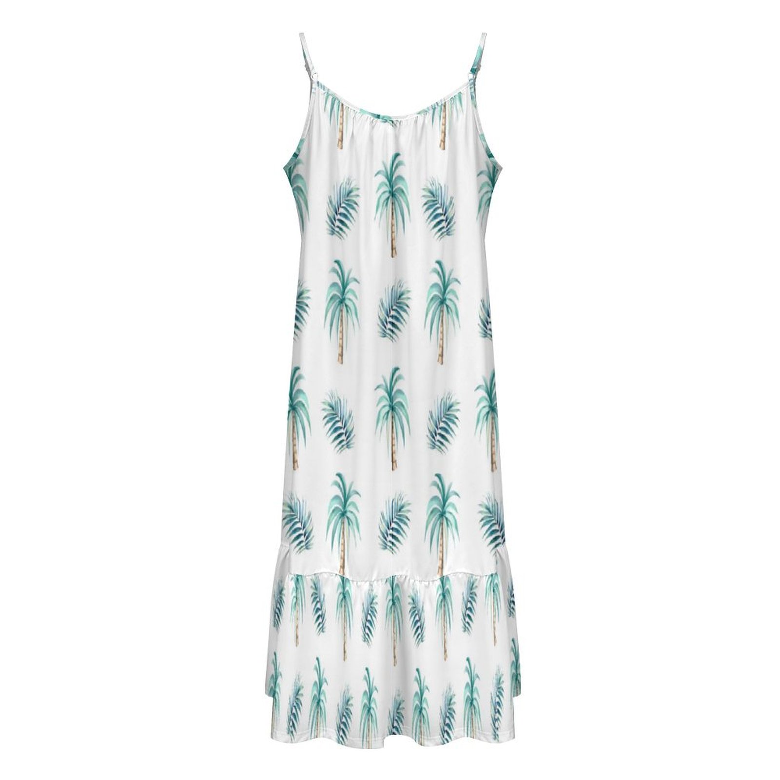Blue Palm Trees Suspender Sleeveless Dress Blue Palm Trees Suspender Sleeveless Dress