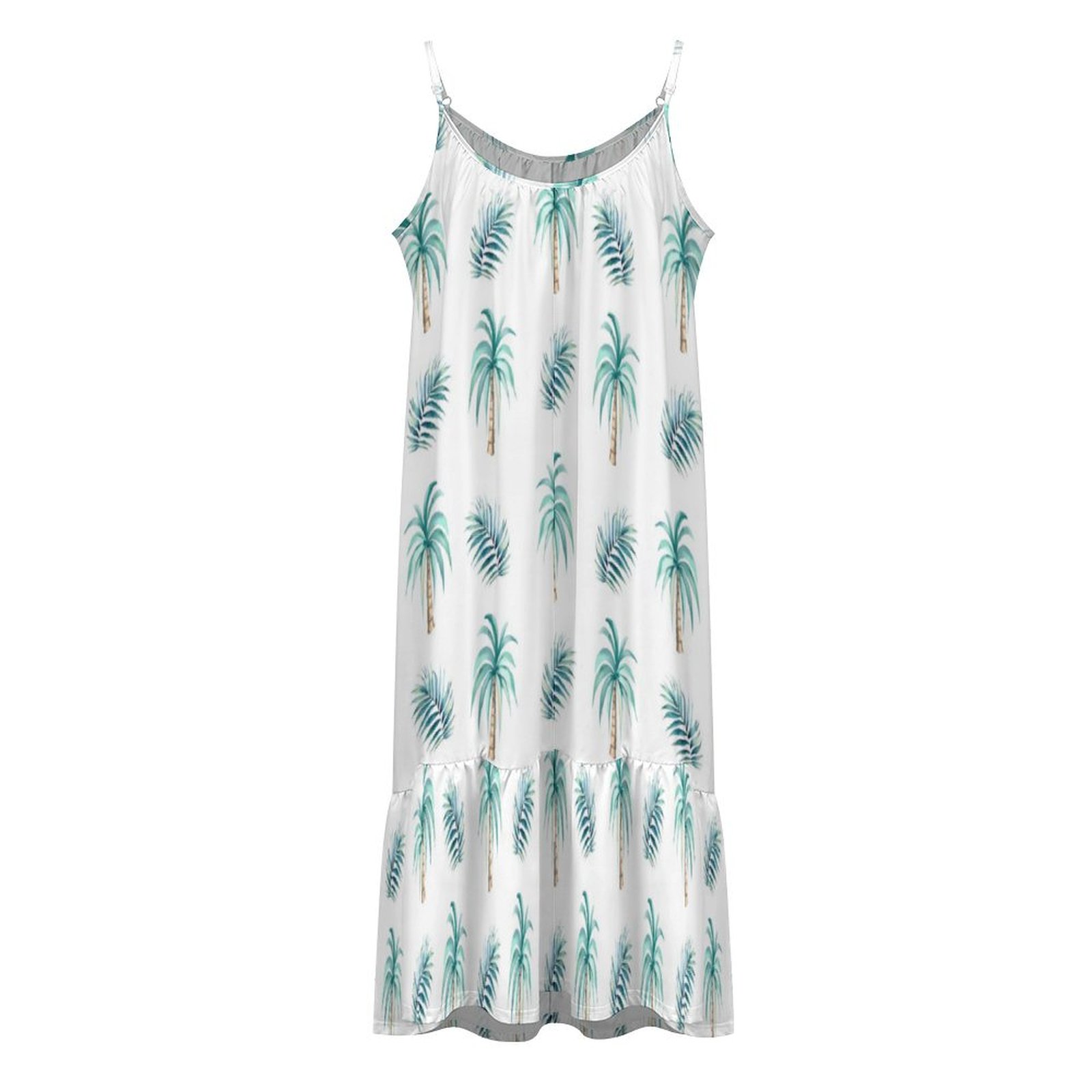 Blue Palm Trees Suspender Sleeveless Dress Blue Palm Trees Suspender Sleeveless Dress
