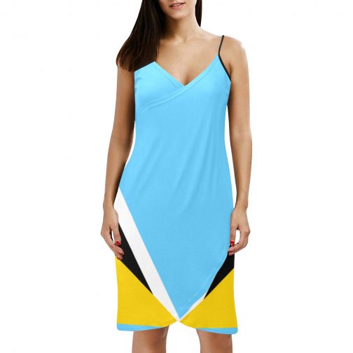 Saint Lucia Flag Spaghetti Strap Backless Beach Dress