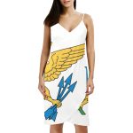 US Virgin Islands Flag Spaghetti Strap Backless Beach Dress
