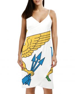 US Virgin Islands Flag Spaghetti Strap Backless Beach Dress