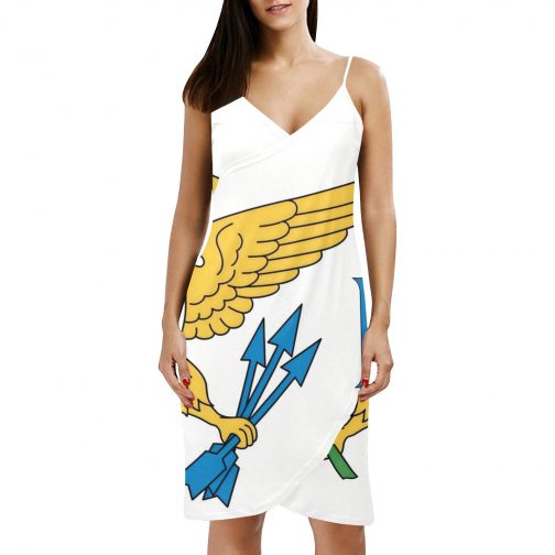 US Virgin Islands Flag Spaghetti Strap Backless Beach Dress