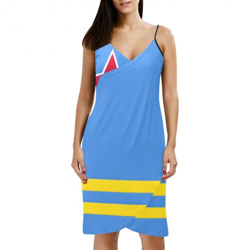 Aruba Flag Spaghetti Strap Backless Beach Dress