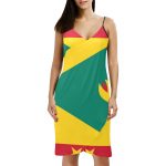 Grenada Flag Spaghetti Strap Backless Beach Dress