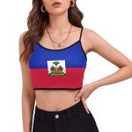 haiti Flag Women's Spaghetti Strap Crop