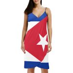 Cuba Flag Spaghetti Strap Backless Beach Dress